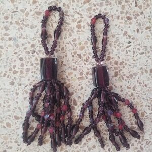 Ornamental Purple Glass Beaded Tassels